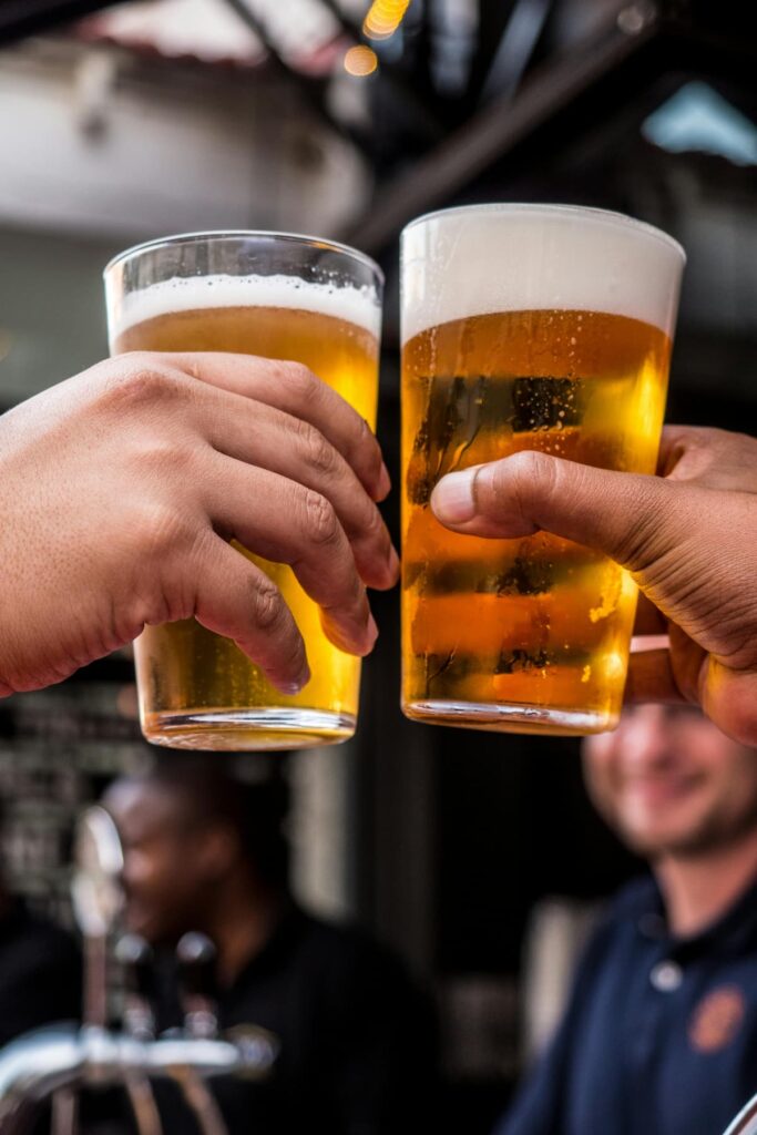 Pessoas brinando com cerveja 